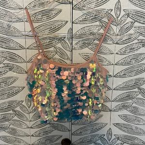 Light pink sequined crop top!